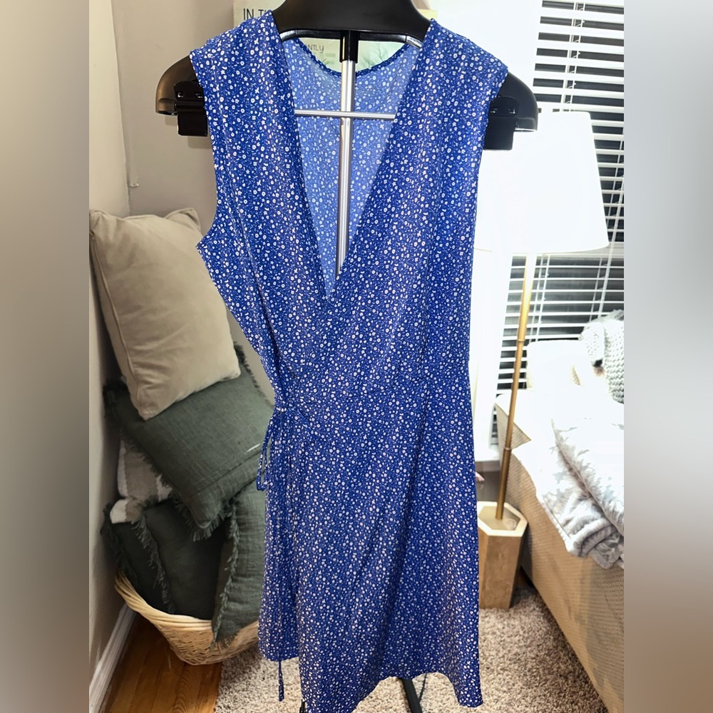 Blue Floral Sleeveless Dress